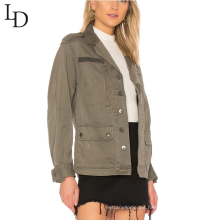 Wholesale latest design fashion vintage custom bomber woman jacket with Front zipper pocket